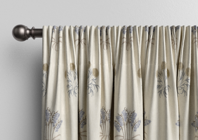 William Morris Lily Flower Embroidery, Woad - Made to Measure Curtains - Image 9